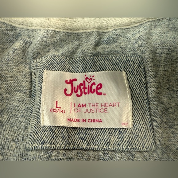 Justice Blue and Gray Bomber Jacket with Floral Design, Embroidery 0079 - Picture 11 of 11